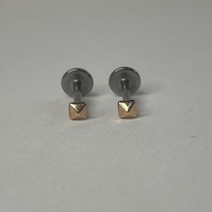 14K Rose Gold Pyramid Studs